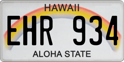 HI license plate EHR934