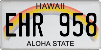 HI license plate EHR958