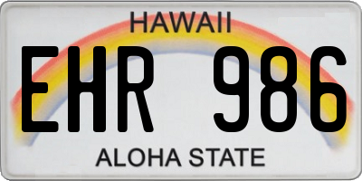 HI license plate EHR986