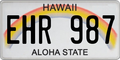 HI license plate EHR987