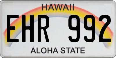HI license plate EHR992