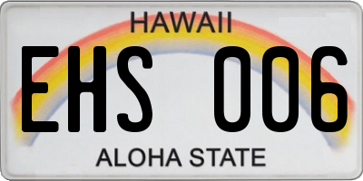 HI license plate EHS006