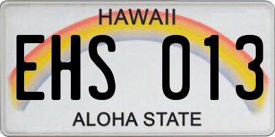 HI license plate EHS013