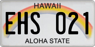 HI license plate EHS021