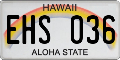 HI license plate EHS036
