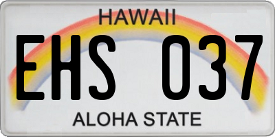 HI license plate EHS037