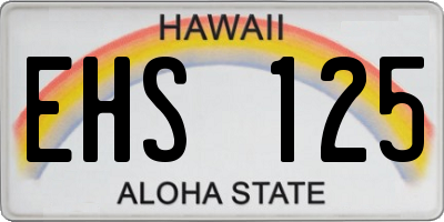 HI license plate EHS125