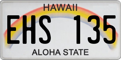 HI license plate EHS135