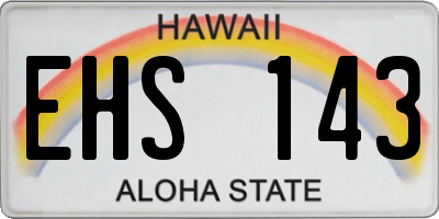HI license plate EHS143