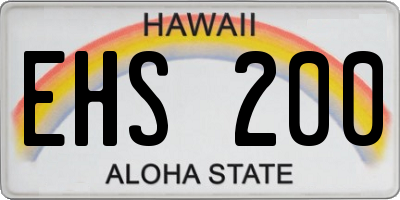 HI license plate EHS200