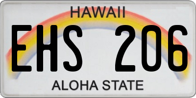 HI license plate EHS206