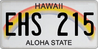 HI license plate EHS215