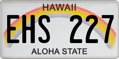 HI license plate EHS227