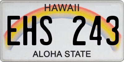 HI license plate EHS243