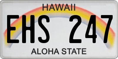 HI license plate EHS247