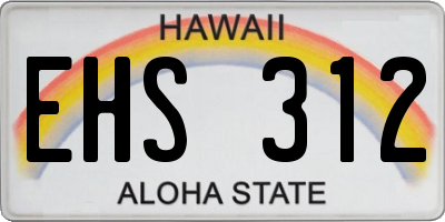 HI license plate EHS312