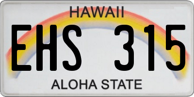 HI license plate EHS315