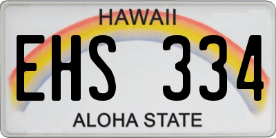HI license plate EHS334