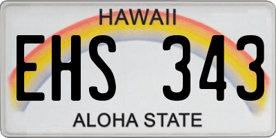 HI license plate EHS343