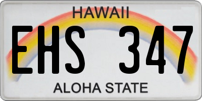 HI license plate EHS347