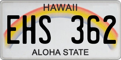 HI license plate EHS362