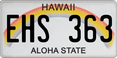 HI license plate EHS363