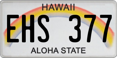 HI license plate EHS377