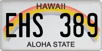 HI license plate EHS389