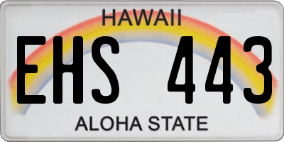 HI license plate EHS443