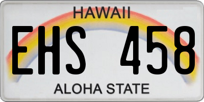 HI license plate EHS458