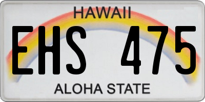 HI license plate EHS475