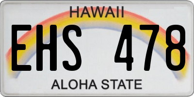 HI license plate EHS478