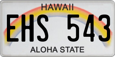 HI license plate EHS543