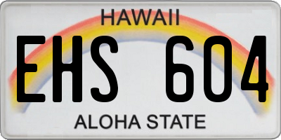 HI license plate EHS604