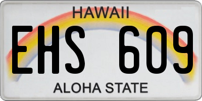 HI license plate EHS609