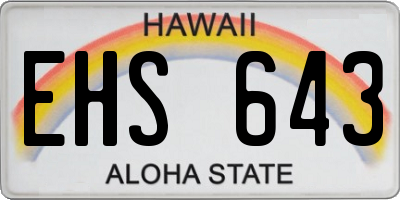 HI license plate EHS643