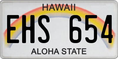 HI license plate EHS654