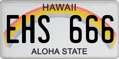 HI license plate EHS666
