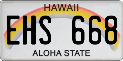 HI license plate EHS668