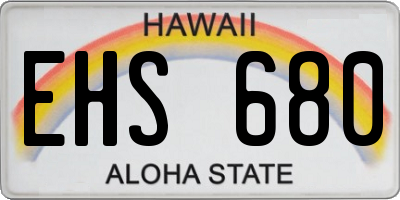 HI license plate EHS680