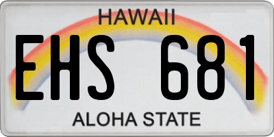 HI license plate EHS681