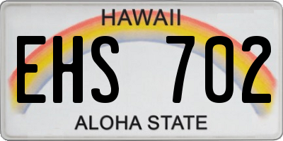 HI license plate EHS702