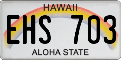 HI license plate EHS703