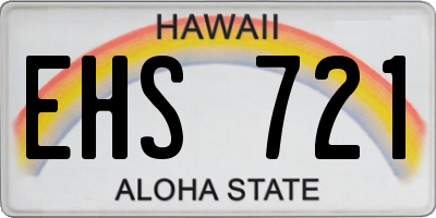 HI license plate EHS721