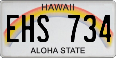 HI license plate EHS734