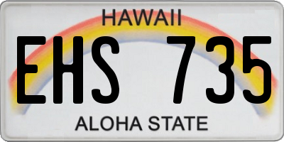 HI license plate EHS735