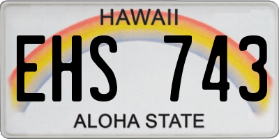 HI license plate EHS743