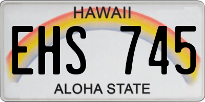 HI license plate EHS745