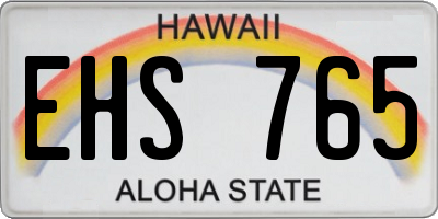HI license plate EHS765