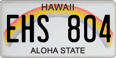 HI license plate EHS804